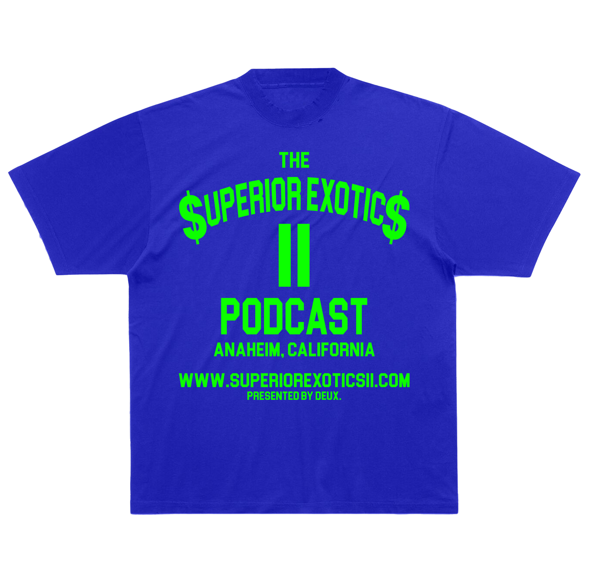 Superior Exotics II Podcast Tee (Blue/Neon Green)